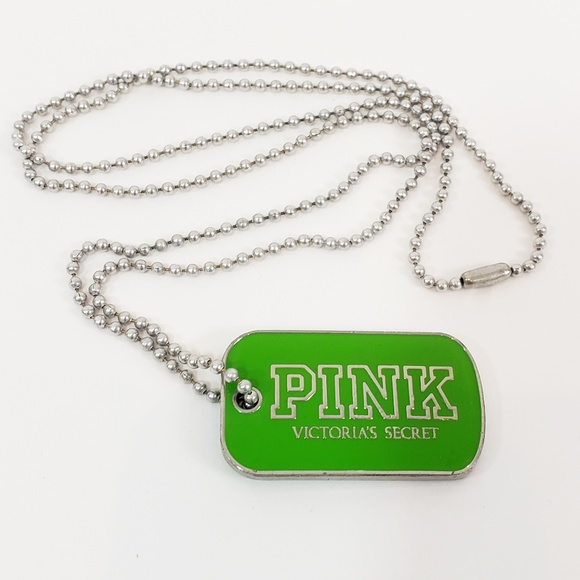 PINK Victoria's Secret Jewelry - Victoria's Secret PINK green dog tag necklace [T3]